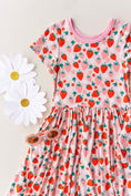 Load image into Gallery viewer, Bamboo Short Sleeve Twirl Dress with Short Set- Strawberry