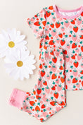 Load image into Gallery viewer, Bamboo Short Sleeve Pajama Set- Strawberry