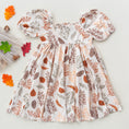 Load image into Gallery viewer, Short Sleeve Ruffle Neckline Dress- Fall Leaf