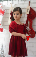 Load image into Gallery viewer, Hand Smocked Dress In Red Velvet