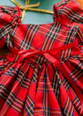 Load image into Gallery viewer, Handmade Puff Sleeve Dress - Red plaid