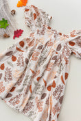 Load image into Gallery viewer, Short Sleeve Ruffle Neckline Dress- Fall Leaf