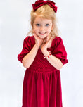Load image into Gallery viewer, Hand Smocked Dress In Red Velvet