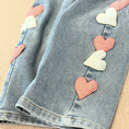 Load image into Gallery viewer, Girl's Denim Jeans - Hearts Applique
