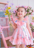 Load image into Gallery viewer, Handmade Ruffle Sleeves Dress -Pink Floral
