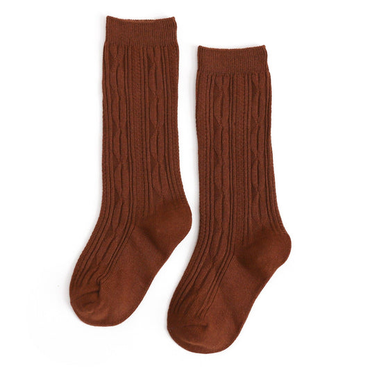Little Stocking Co. - Brownie Cable Knit Knee High Socks