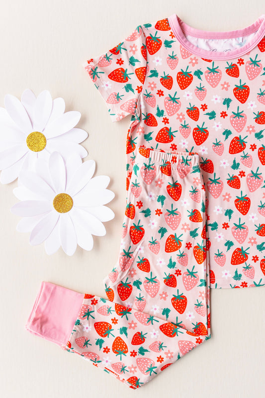 Bamboo Short Sleeve Pajama Set- Strawberry