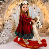 Red velvet and Plaid Dress - Hand smocked Wreath