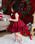 Load image into Gallery viewer, Handmade Ruffle Sleeves Dress - Maroon
