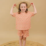 Short Sleeve Top and Ruffle Short Set - Bamboo Groovy Butterflies
