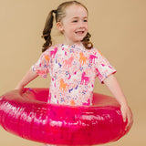 Short Sleeve Top and Ruffle Short Set - Bamboo Unicorns