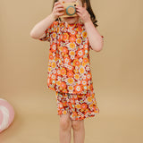 Short Sleeve Top and Ruffle Short Set - Bamboo Retro Floral