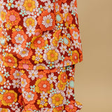 Short Sleeve Top and Ruffle Short Set - Bamboo Retro Floral