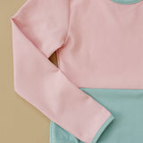 Long Sleeve One piece Swim  - Ribbed Color Block