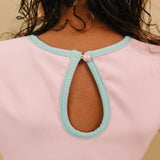 Long Sleeve One piece Swim  - Ribbed Color Block