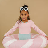 Long Sleeve One piece Swim  - Ribbed Color Block