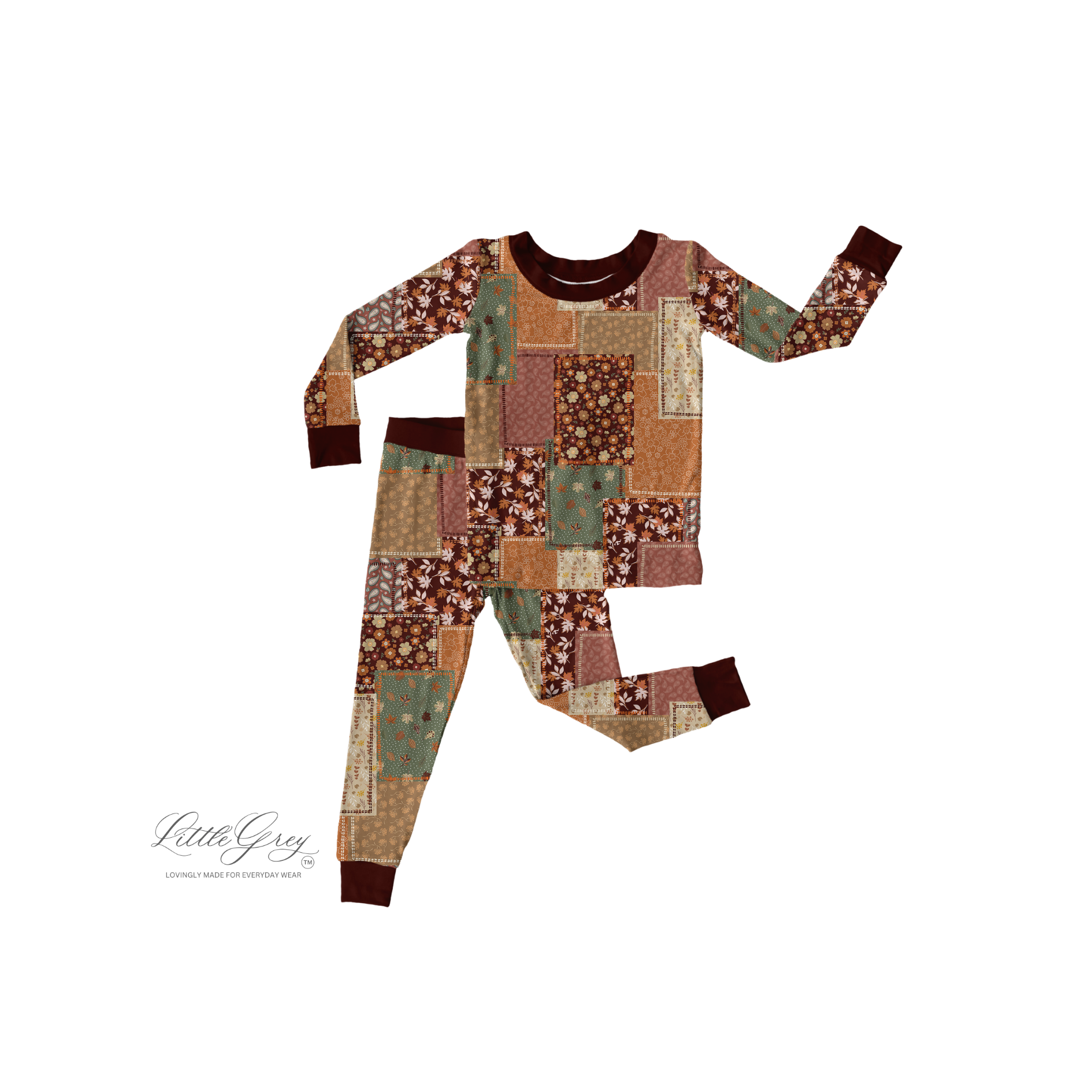 PRESALE Long Sleeve Pajama Set - Fall Patchwork