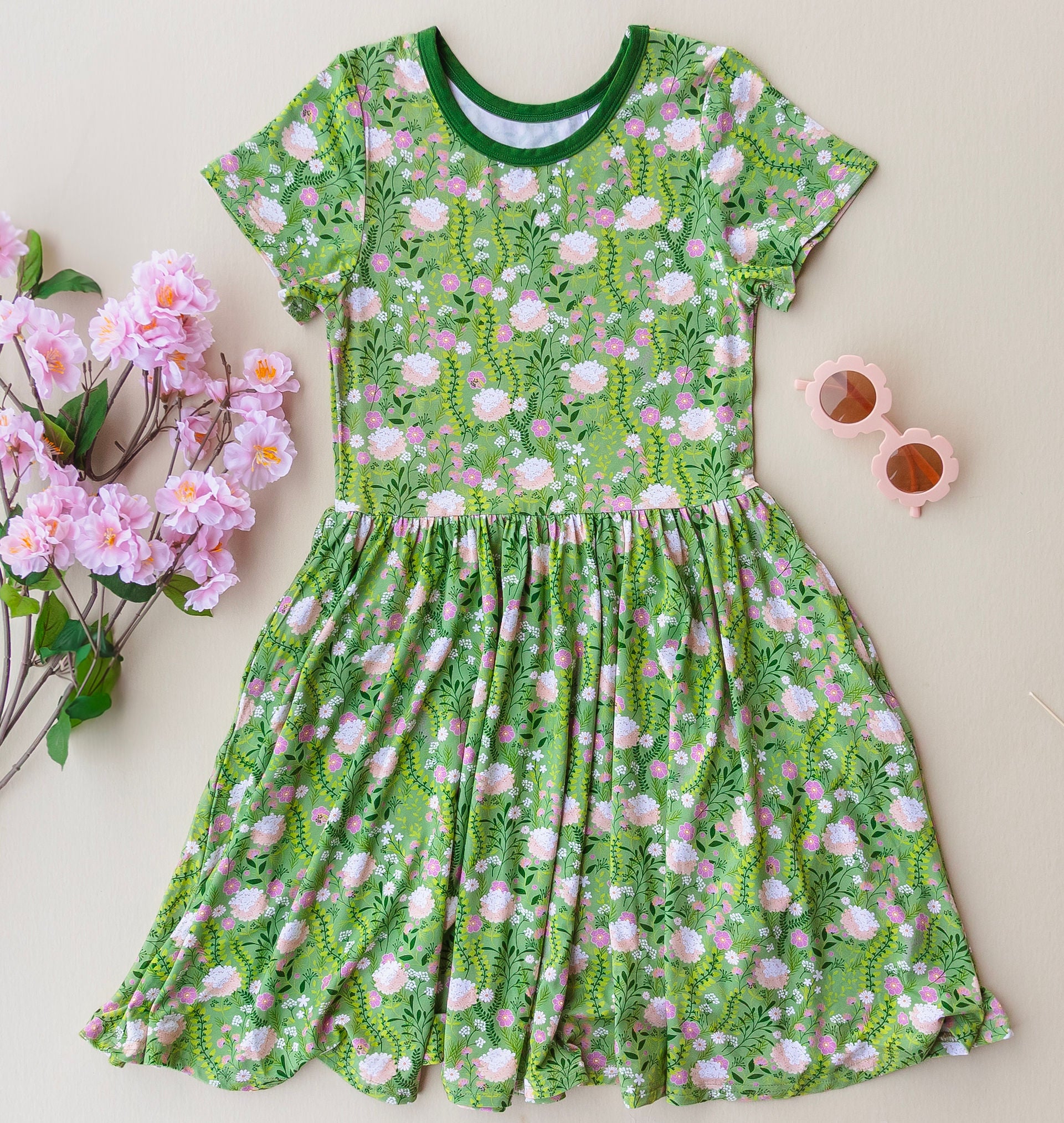 Bamboo Short Sleeve Twirl Dress with Short Set