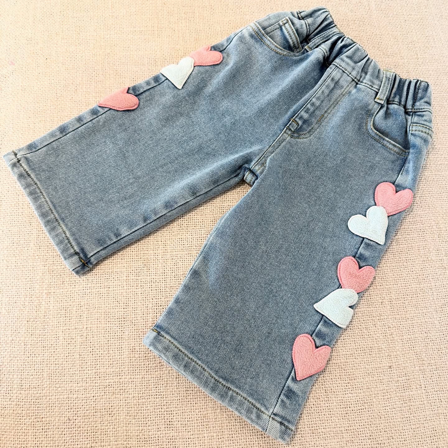 Girl's Denim Jeans - Hearts Applique