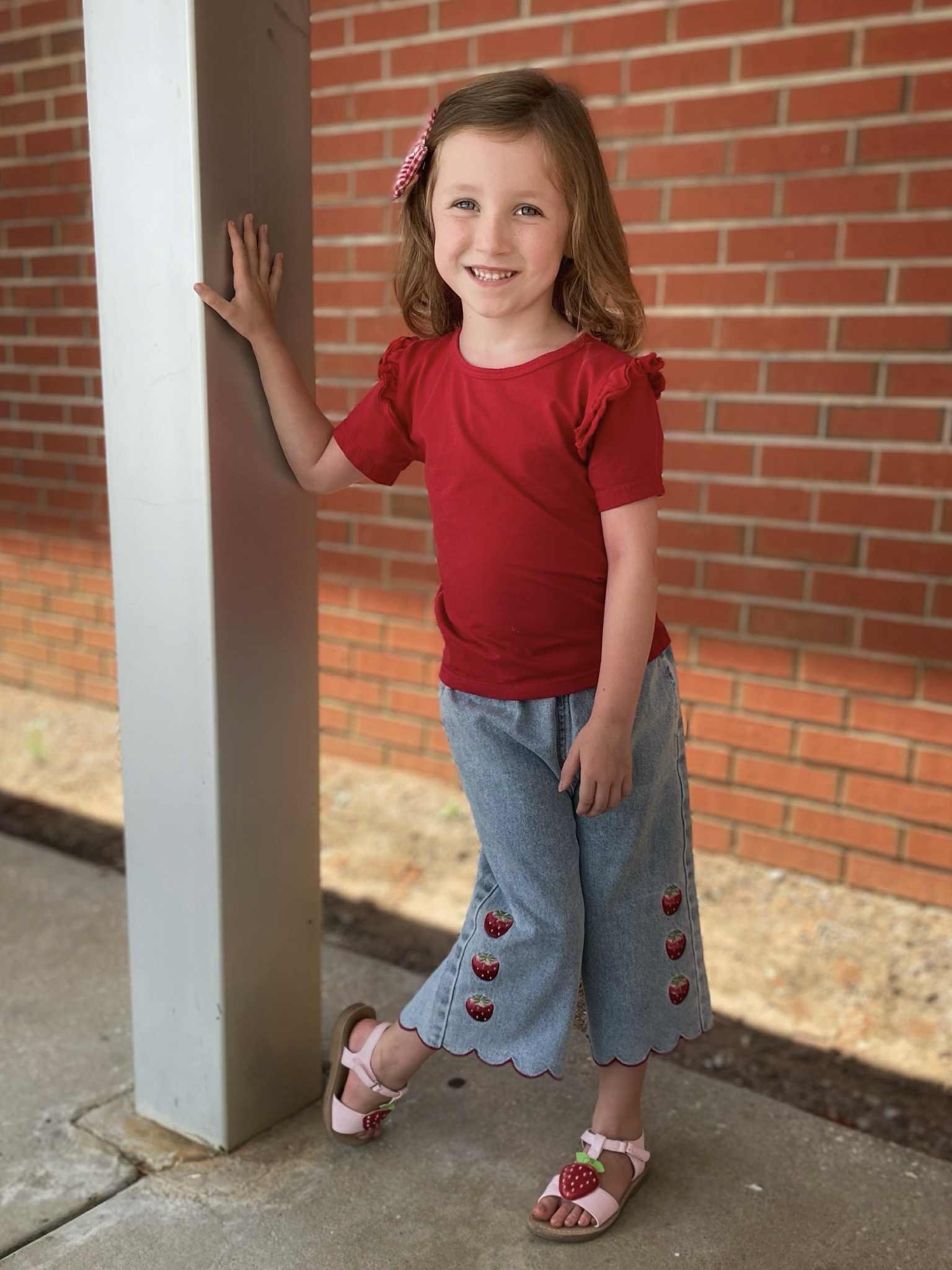 Denim Jeans - Embroidered Strawberry