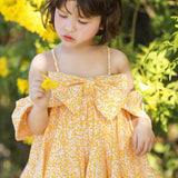 Maxene Bow Off Shoulder or Tie Strap Dress - Yellow