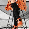 Load image into Gallery viewer, Little Stocking Co. - Black Fancy Lace Top Knee High Socks
