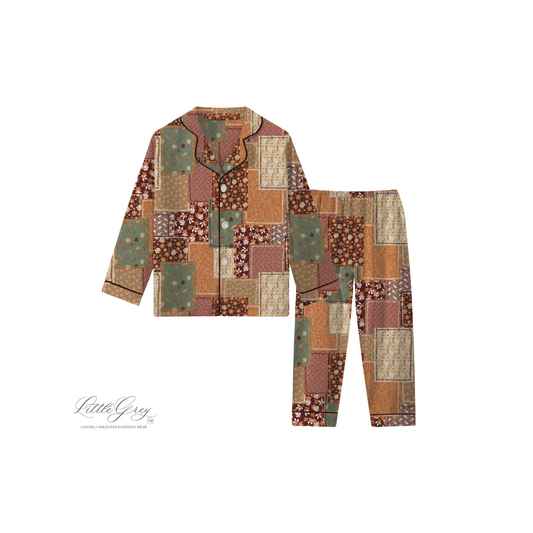 PRE-ORDER Adult Lounge Pajama Set - Fall Patchwork