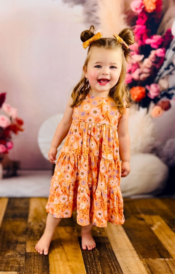 Tie Tiered Twirl Bamboo Dress - Daisy