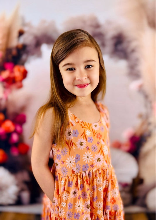 Tie Tiered Twirl Bamboo Dress - Daisy