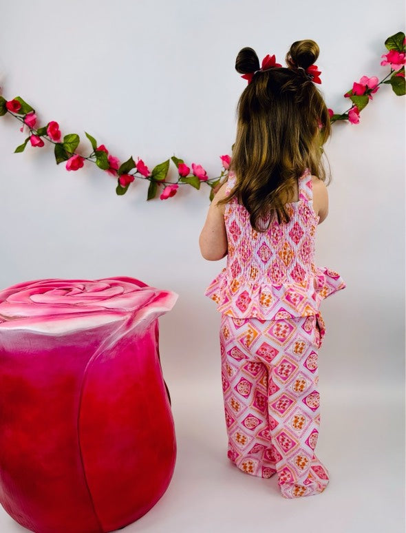 Pink Floral-Organic Cotton Top and Pants Set