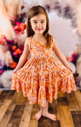 Load image into Gallery viewer, Tie Tiered Twirl Bamboo Dress - Daisy
