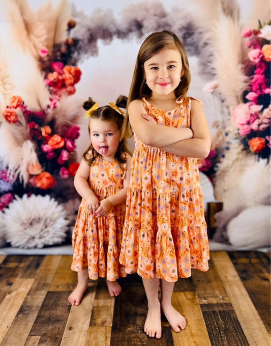 Tie Tiered Twirl Bamboo Dress - Daisy