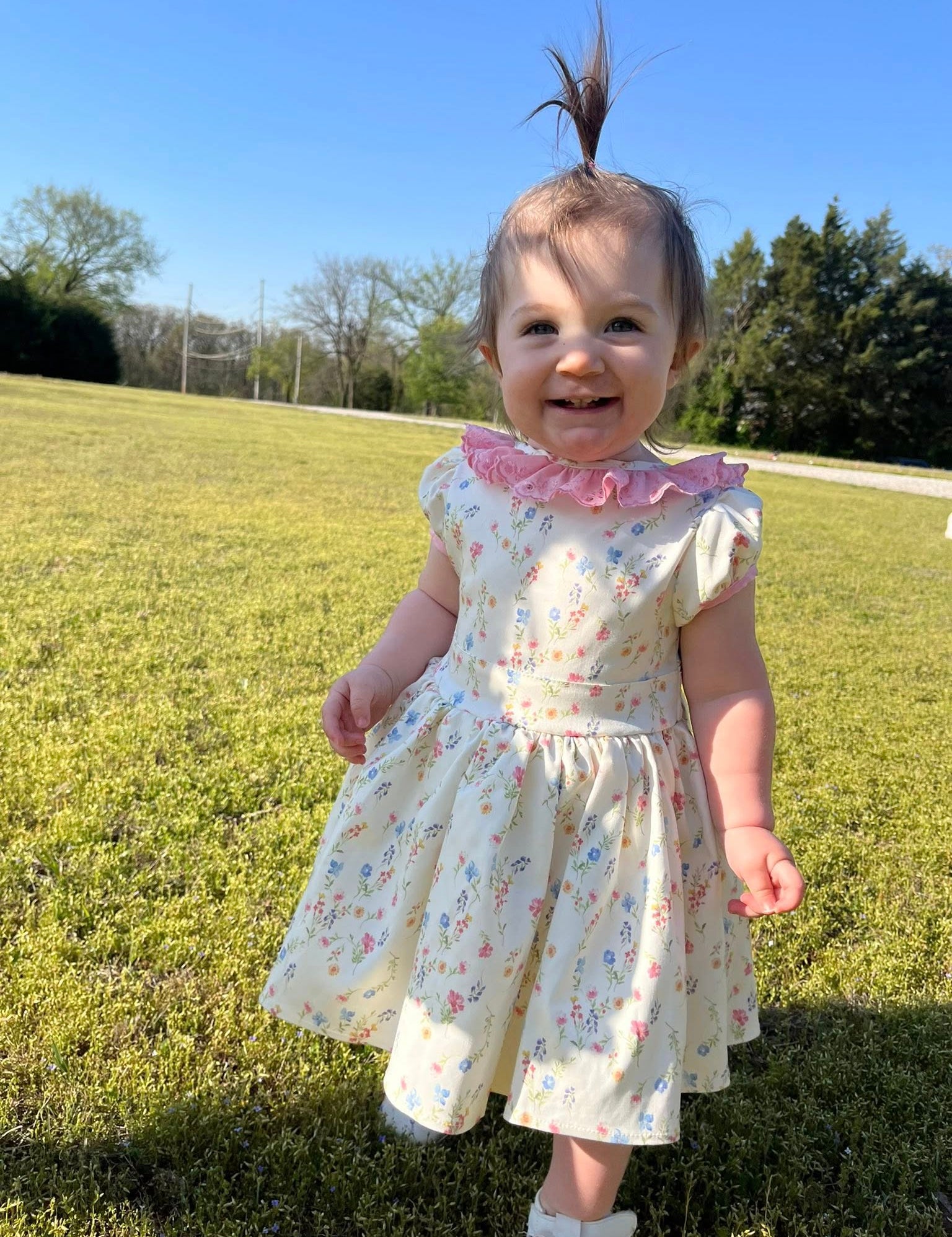 Spring Floral Dress with Bunny Headband