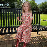 Short Sleeve Twirl Dress with Short Set- Bamboo Strawberry