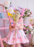 Load image into Gallery viewer, Handmade Ruffle Sleeves Dress -Pink Floral
