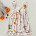 Load image into Gallery viewer, Ruffle Strap Pleated Dress- Fall Hand-drawn Print
