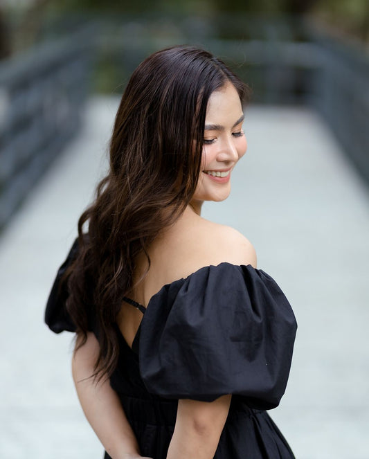 Lucilla Mommy and Me Puff Sleeve Dress- Black