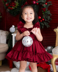 Load image into Gallery viewer, Handmade Ruffle Sleeves Dress - Maroon
