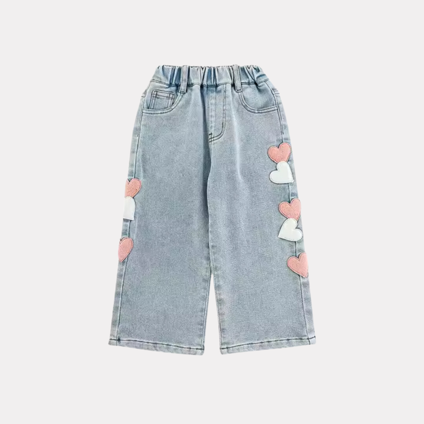 Girl's Denim Jeans - Hearts Applique