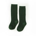Load image into Gallery viewer, Little Stocking Co. - Forest Green Cable Knit Knee High Socks
