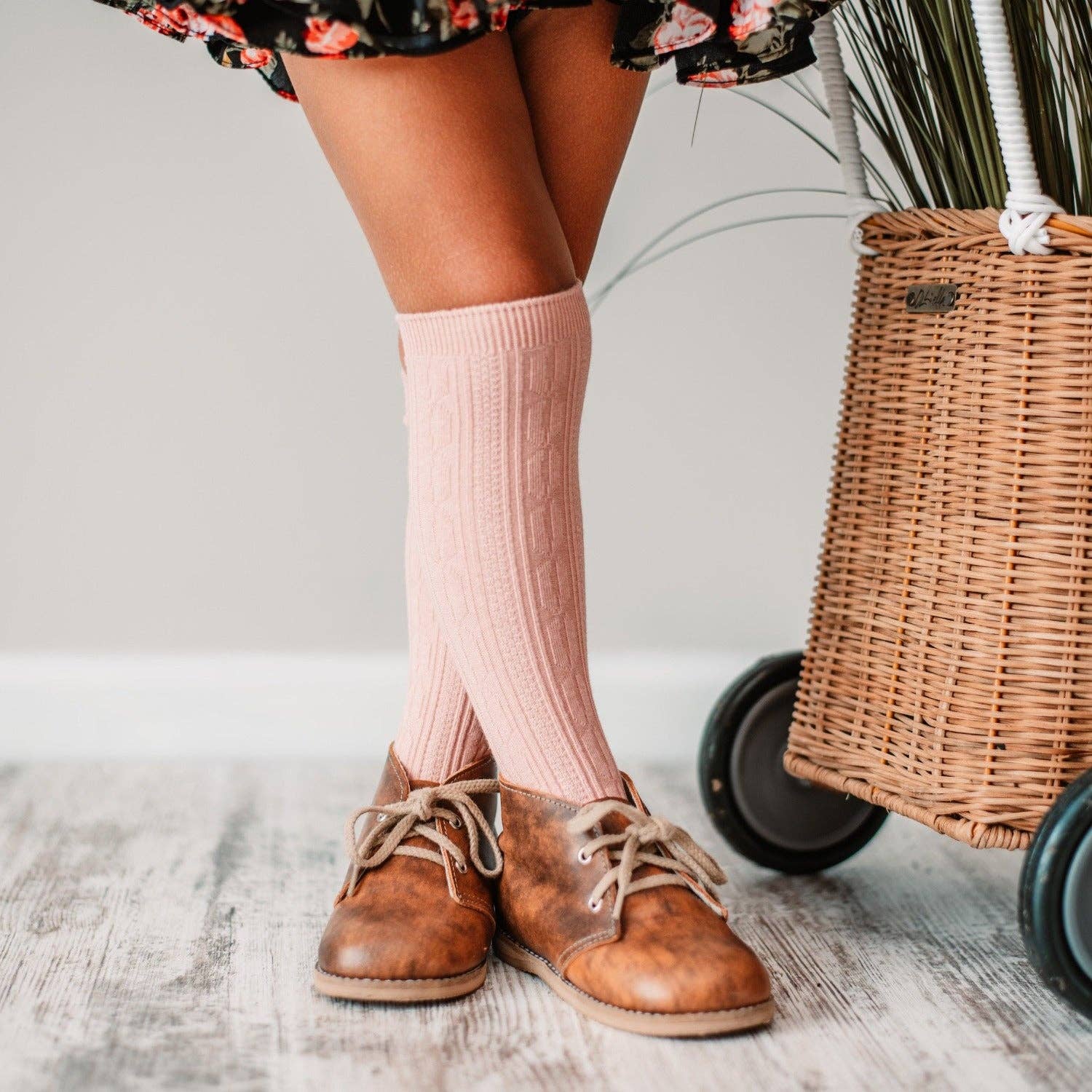 Little Stocking Co. - Blush Cable Knit Knee High Socks