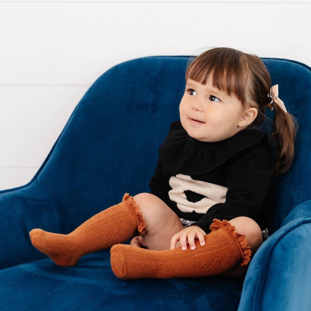 Little Stocking Co. - Sugar Almond Fancy Lace Top Knee High Socks