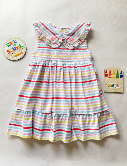 Embroidery Collar Cottage Dress - Multicolored