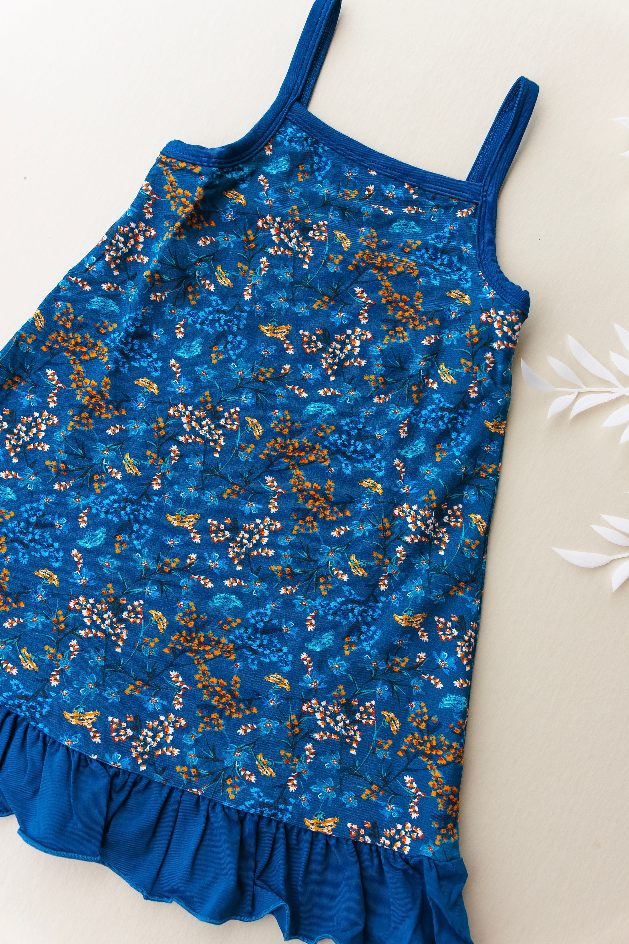 Skinny Strap Lounge Dress In Midnight Meadow Floral Print