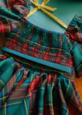 Load image into Gallery viewer, Handmade Puff Sleeve Dress- Green & Red Plaid
