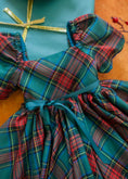 Load image into Gallery viewer, Handmade Puff Sleeve Dress- Green & Red Plaid
