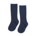 Load image into Gallery viewer, Little Stocking Co. - Navy Cable Knit Knee High Socks
