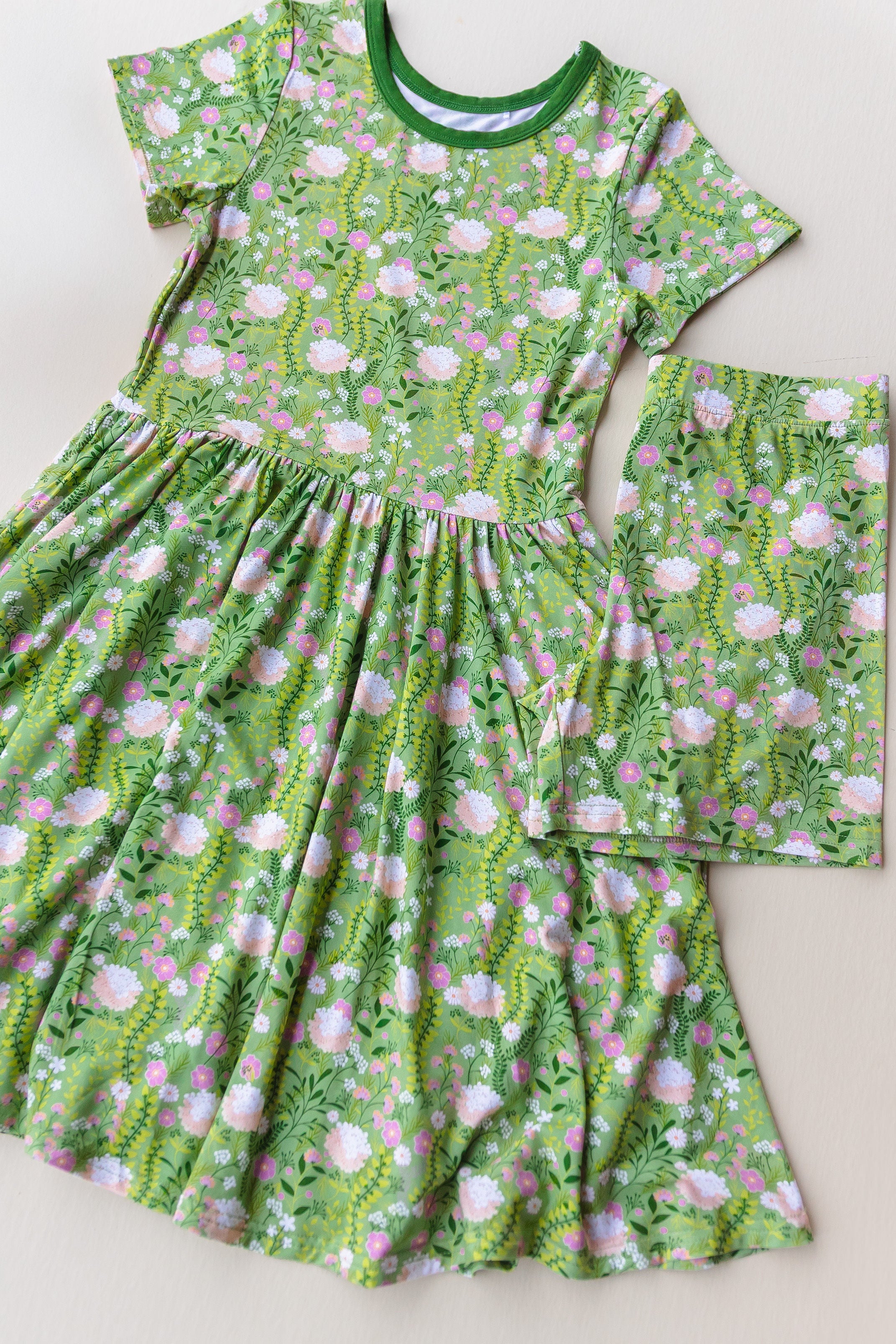 Bamboo Short Sleeve Twirl Dress with Short Set