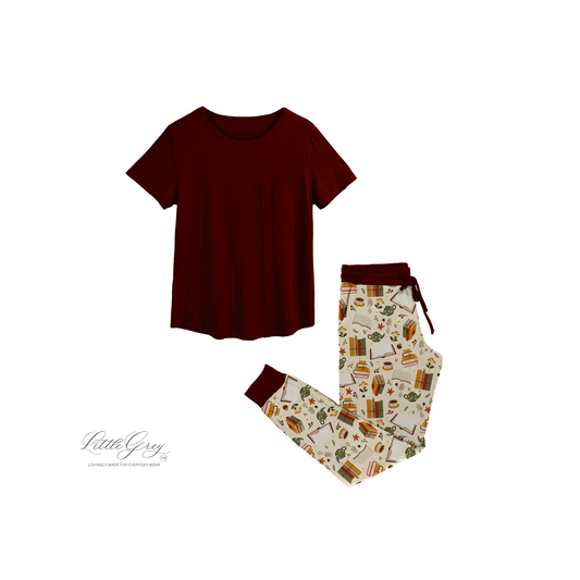 PRESALE Women's Short Sleeve Top and Jogger Pants Set - Books