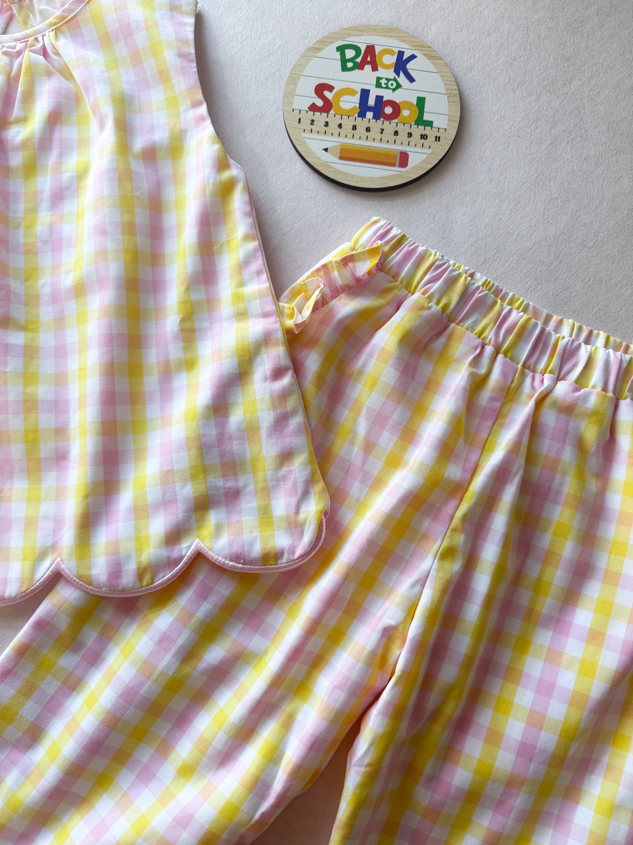 Scalloped Top and Pants Set